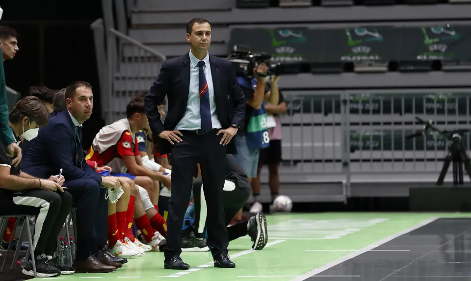 La Selección Española Sub-19 de fútbol sala, en la final del Europeo ante Portugal.