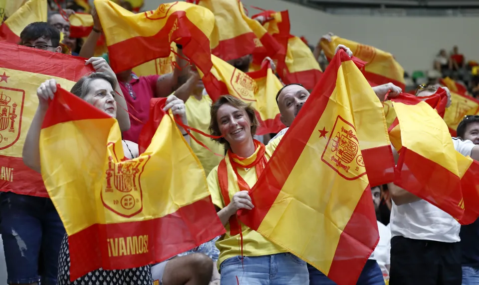 La Selección Española Sub-19 de fútbol sala, en la final del Europeo ante Portugal.