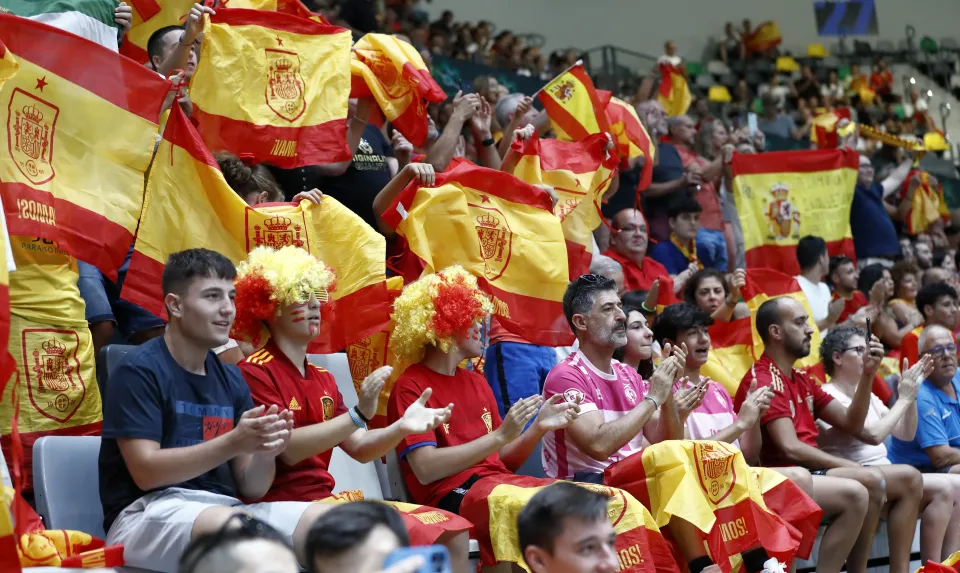 La Selección Española Sub-19 de fútbol sala, en la final del Europeo ante Portugal.