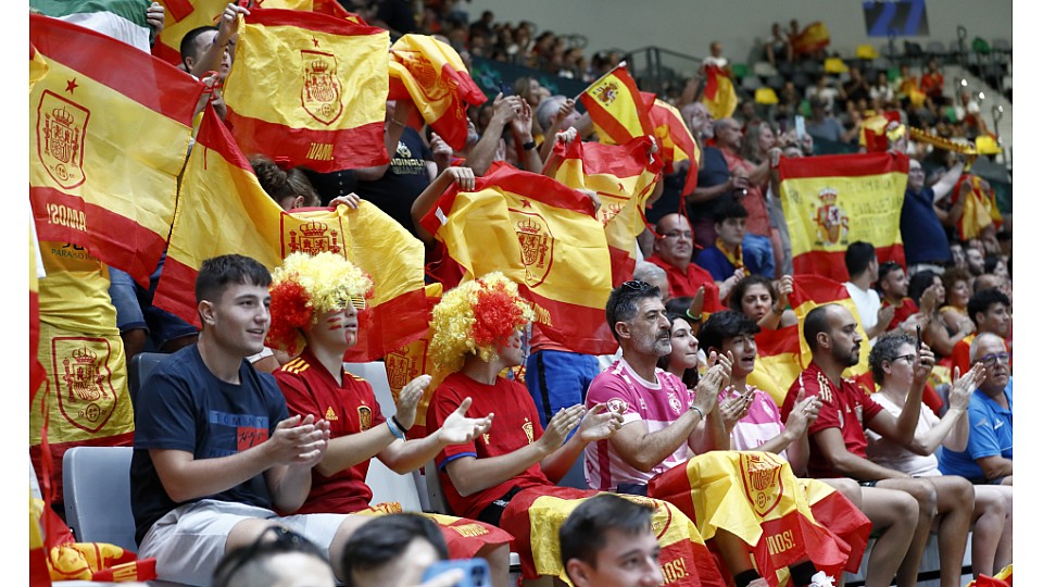La Selección Española Sub-19 de fútbol sala, en la final del Europeo ante Portugal.