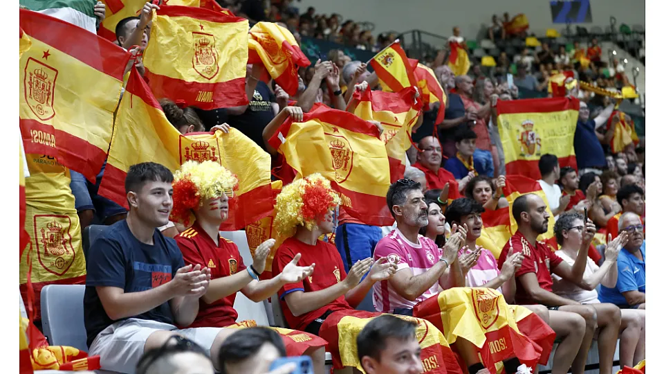 La Selección Española Sub-19 de fútbol sala, en la final del Europeo ante Portugal.