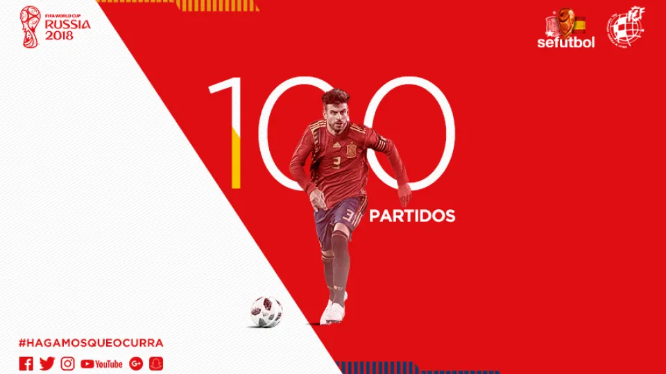 Piqué juega su partido número 100 con España