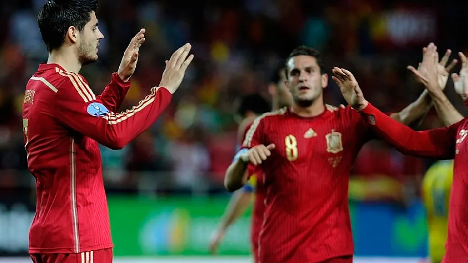 Morata celebra un gol de España
