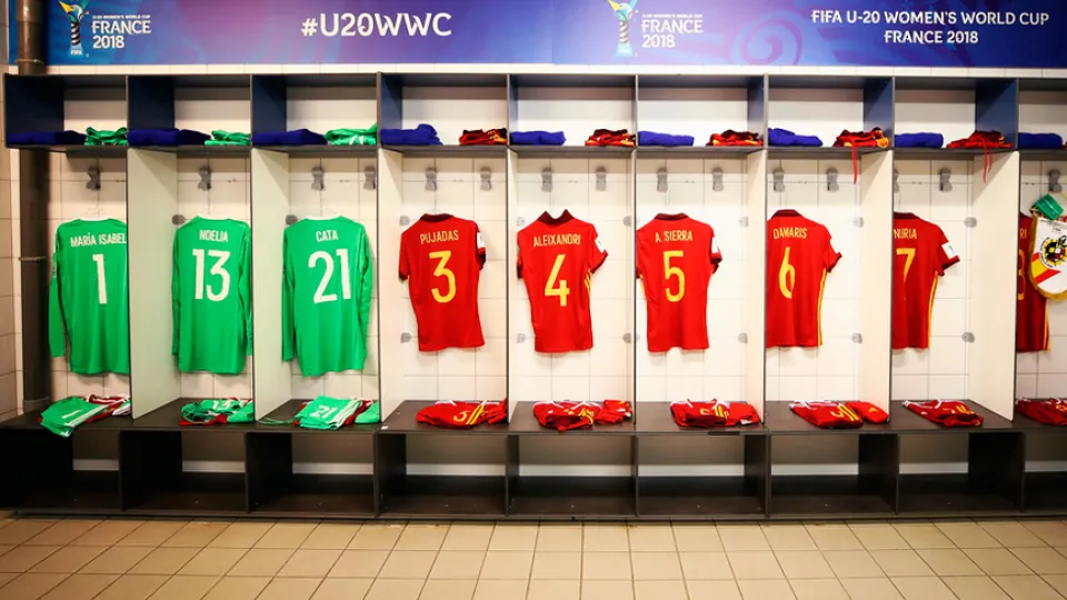 Vestuario de la Selección española Sub-20 femenina durante la final de la Copa del Mundo