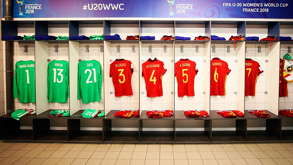 Vestuario de la Selección española Sub-20 femenina durante la final de la Copa del Mundo