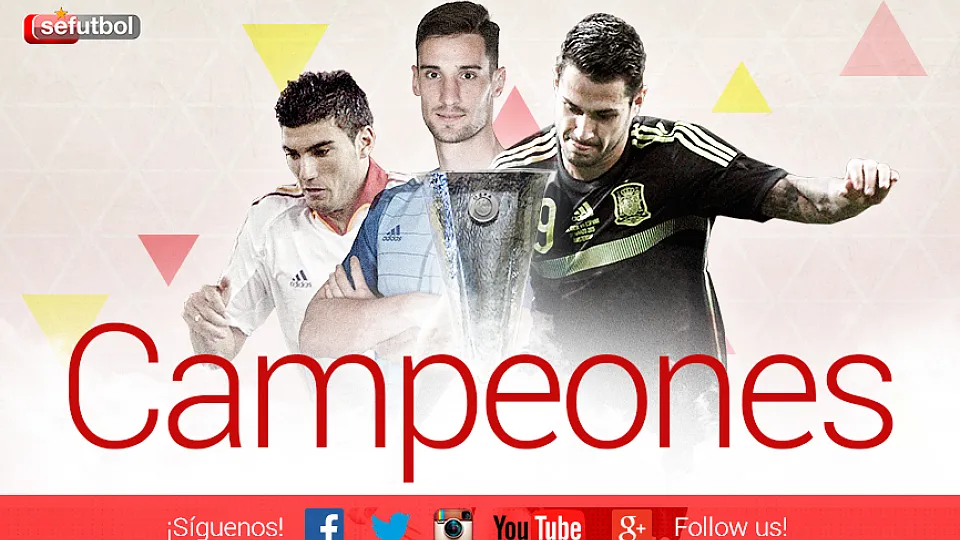 José Antonio Reyes, Sergio Rico y Vitolo Machín, campeones de la Europa League
