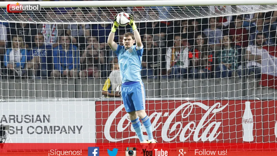 Iker Casillas durante el partido contra Bielorrusia en Borisov