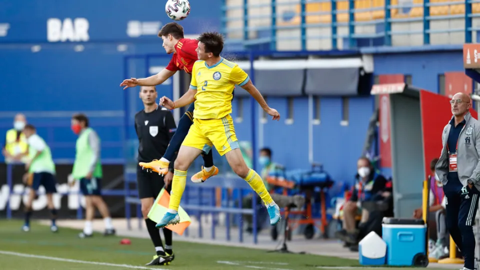 Momento del partido entre España y Kazajistán jugado en Alcorcón