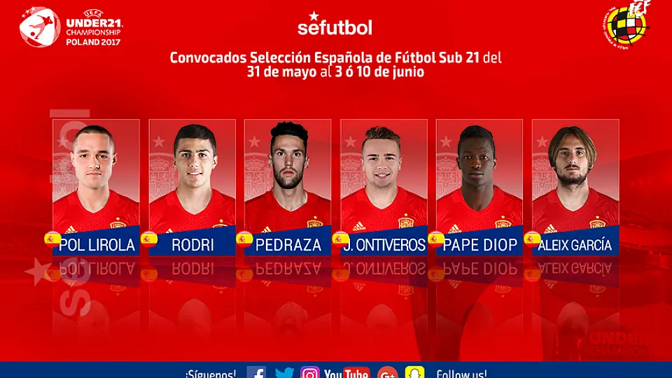 Pol Lirola, Rodri Hernández, Pedraza, Ontiveros, Pape Diop y Aleix García Serrano, convocados con la Selección Sub-21