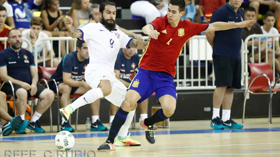 Momento del partido entre España y Portugal disputado en Guadalajara