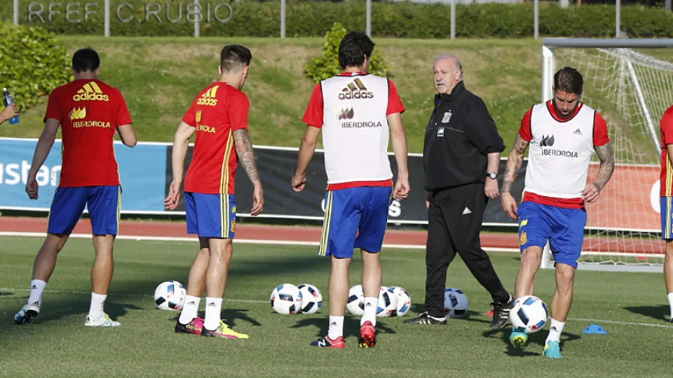 Vicente del Bosque durante un entrenamiento 