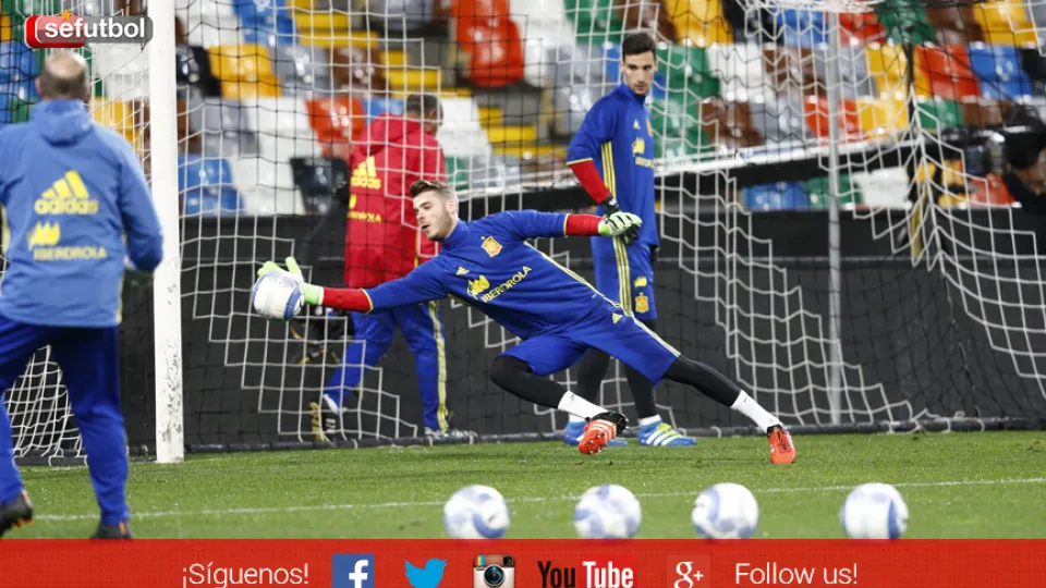 David de Gea durante un entrenamiento con la Selección