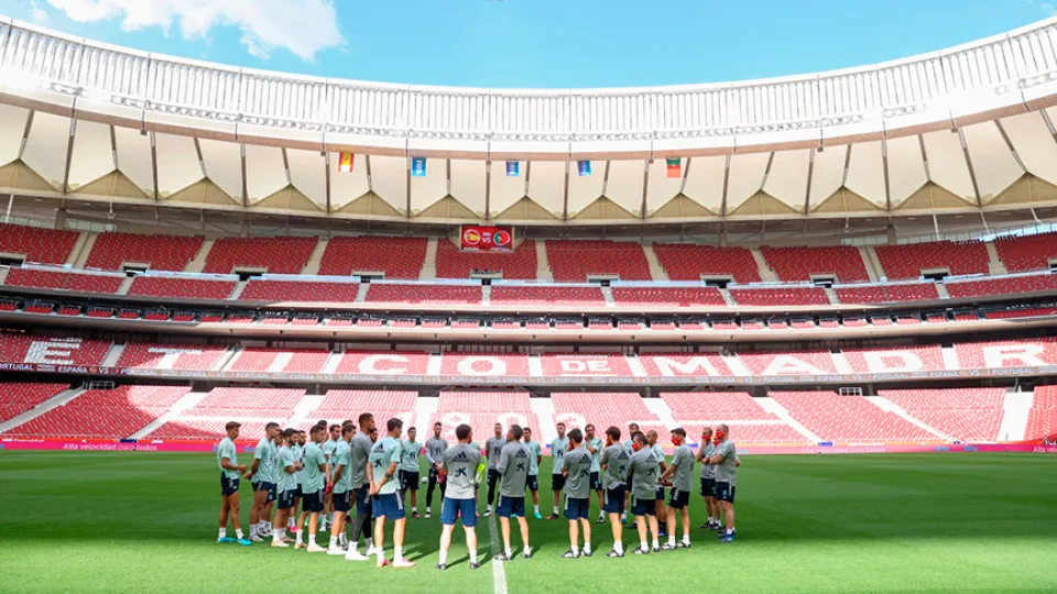 La Selección española se entrena el el estadio Wanda Metropolitano de Madrid