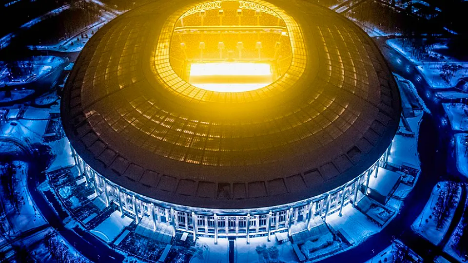 Vista aérea del Luzhnikí de Moscú, donde se disputará el encuentro inaugural de la Copa del Mundo