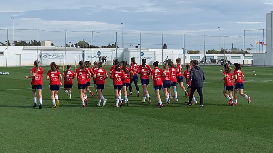 La selección española en su entrenamiento