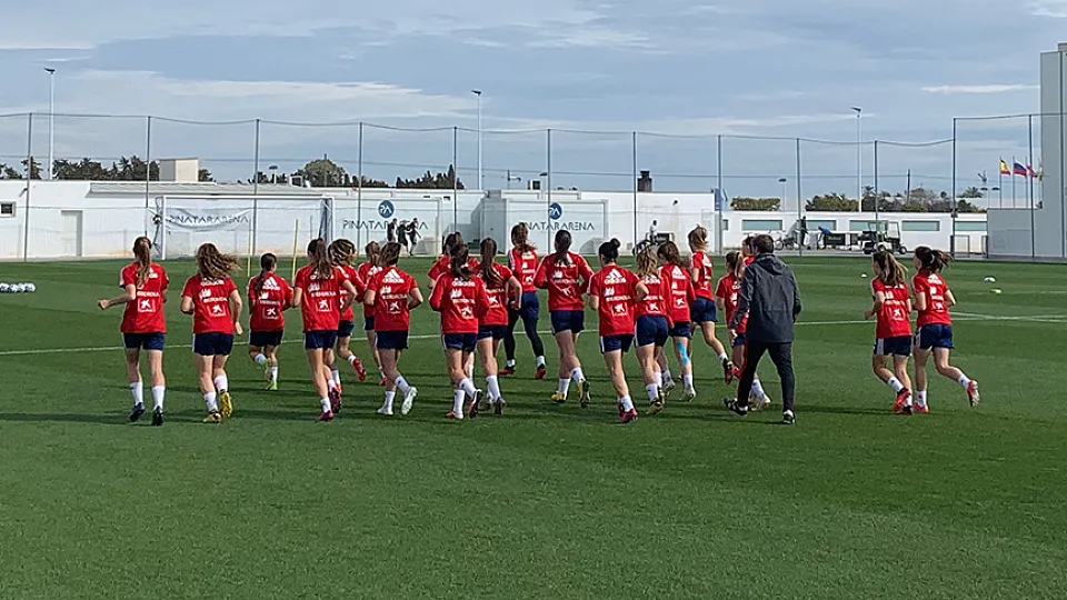 La selección española en su entrenamiento