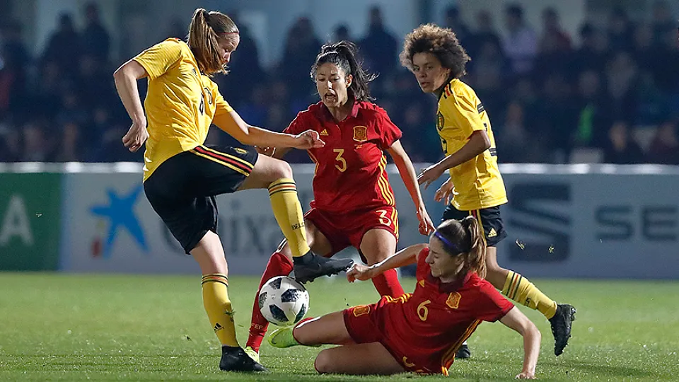 Momento del partido entre España y Bélgica jugado en Cartagena