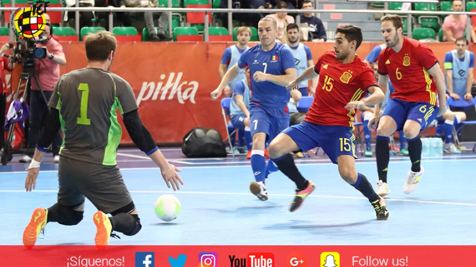 Momento del partido entre España y Moldavia disputado en Elblag (Polonia)