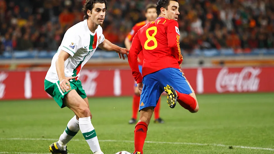 Momento del partido entre España y Portugal disputado durante el Mundial de Sudáfrica 2010