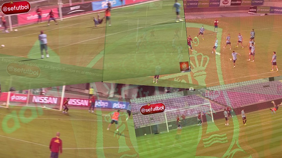 Imágenes de goles de entrenamientos de la Selección española