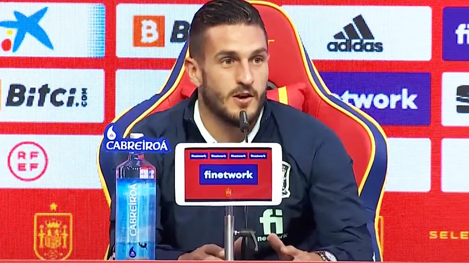Koke Resurrección durante su rueda de prensa en la Ciudad del Fútbol