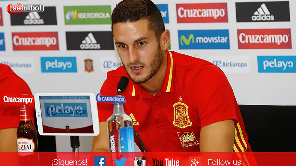 Jorge Resurrección "Koke" durante su rueda prensa en la Ciudad del Fútbol 