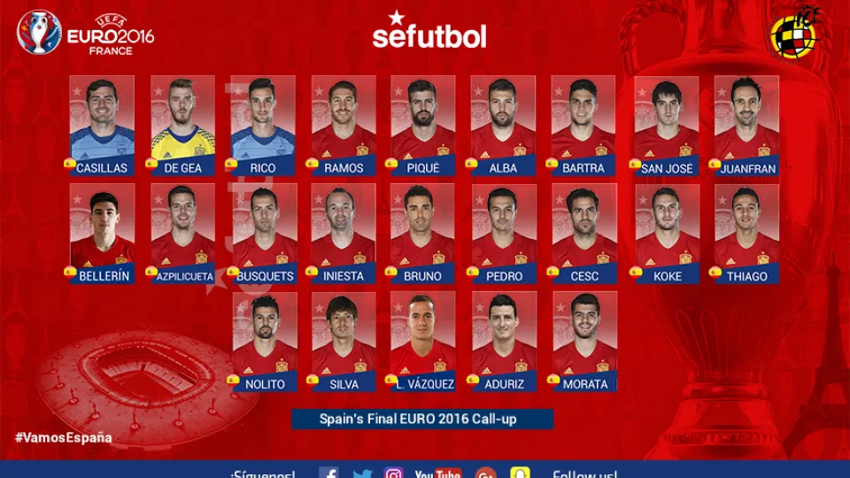 Del Bosque 23-man call-up for France EURO