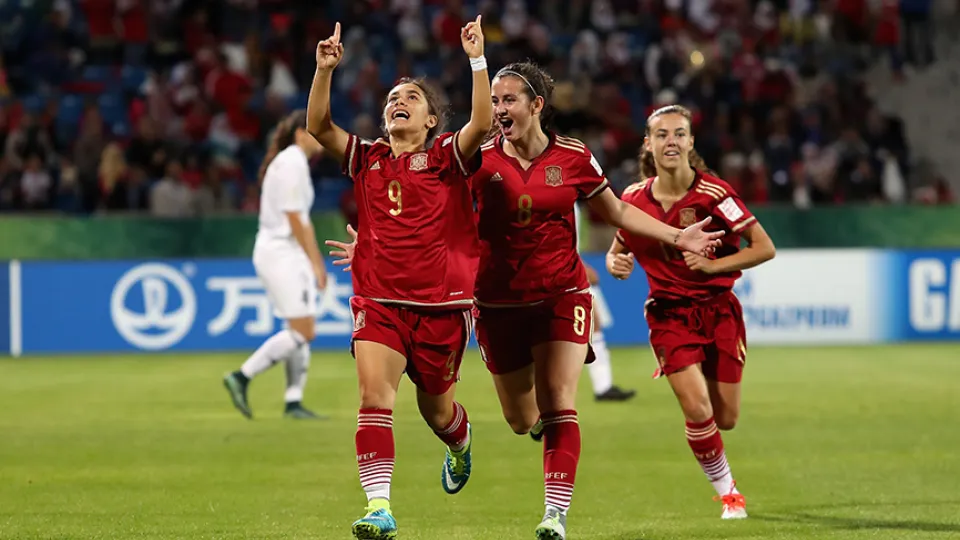 Lorena celebra uno de sus goles ante Jordania