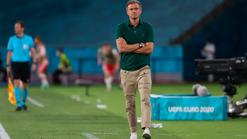 El seleccionador nacional durante el España-Polonia en Sevilla