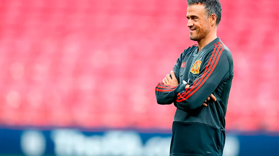 Luis Enrique durante un partido de la Selección