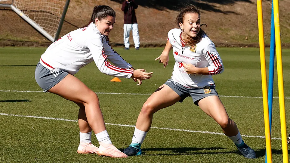 María y Leyre durante un entrenamiento