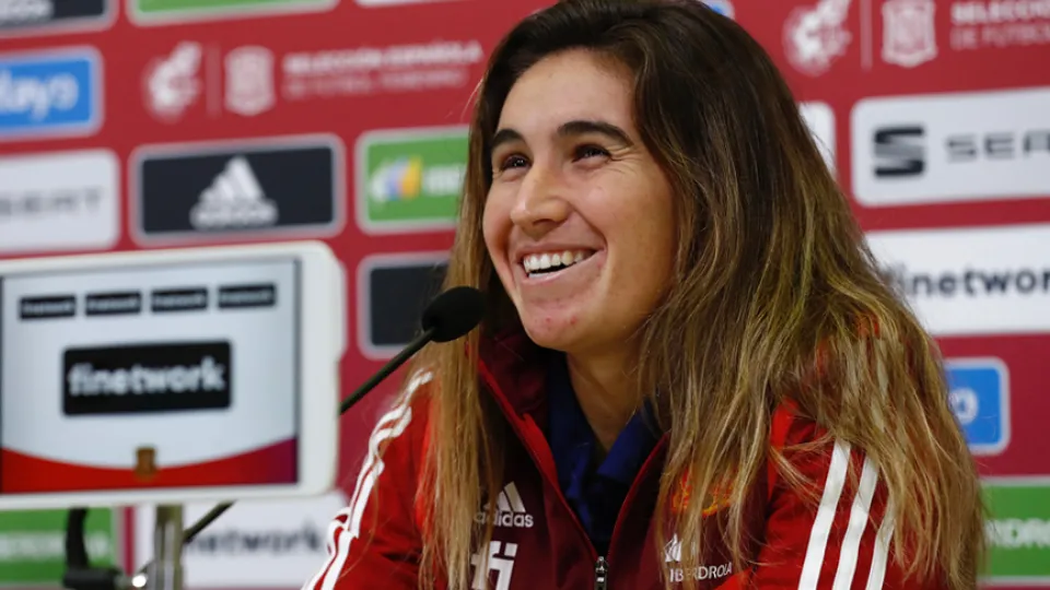 Mariona Caldentey durante la conferencia de prensa en Las Rozas