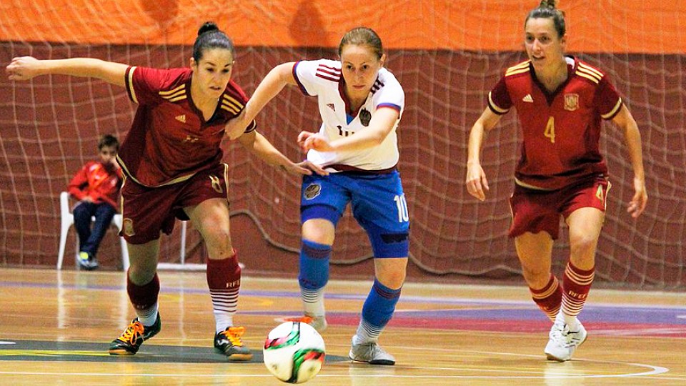 Momento del partido entre España y Rusia disputado en Alcázar de San Juan