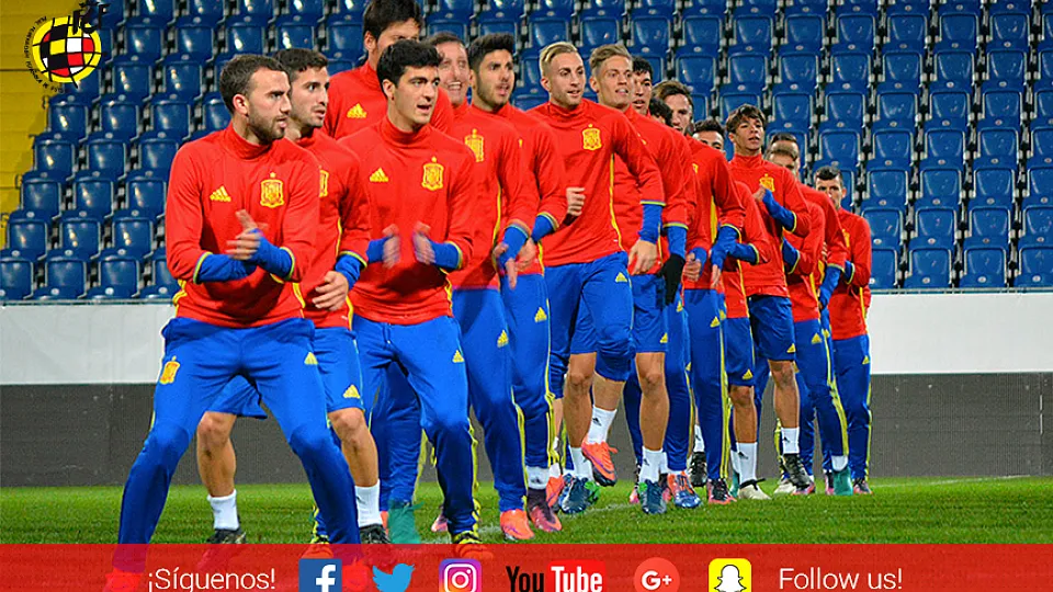 Los jugadores de la Selección española Sub-21 durante su entrenamiento en St. Pölten (Austria)