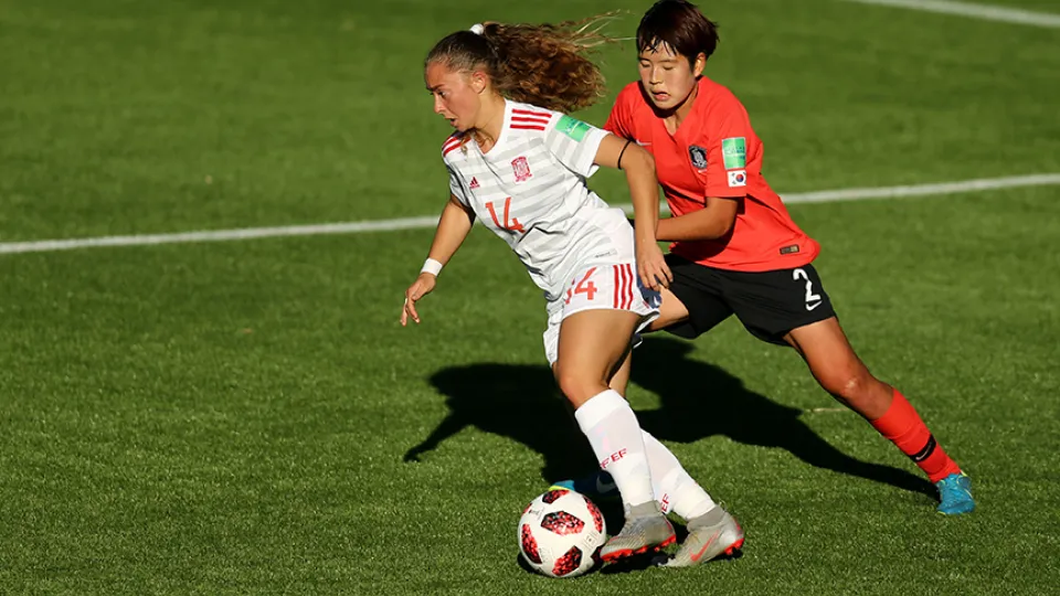 Ainhoa Marín en un momento del partido ante la República de Corea