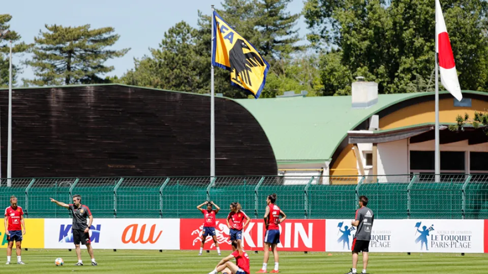 La Selección española durante un entrenamiento en Francia