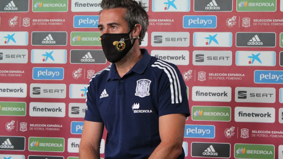 El seleccionador Jorge Vilda durante la rueda de prensa de este martes 