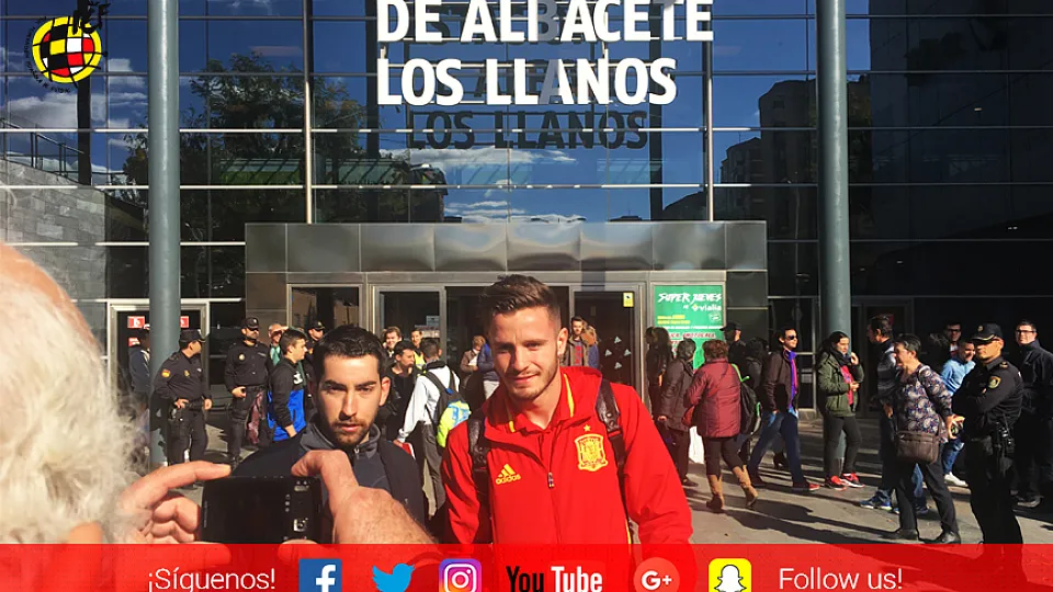 Saúl Ñíguez a la llegada de la Selección Sub-21 a Albacete