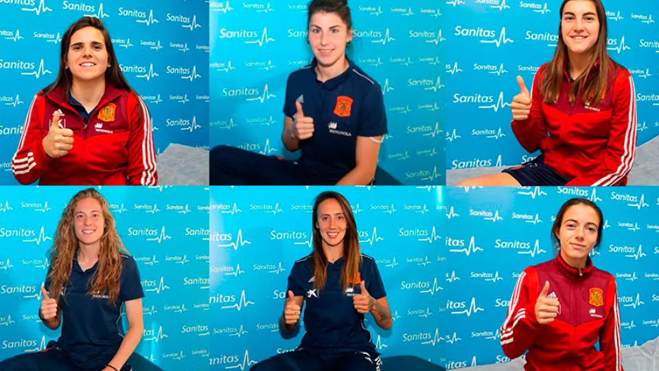 Las jugadoras de la Selección española, al terminar sus pruebas médicas con Sanitas