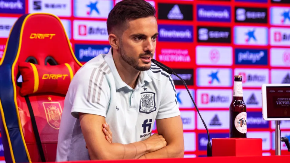 Pablo Sarabia durante su rueda de prensa en la Ciudad del Fútbol