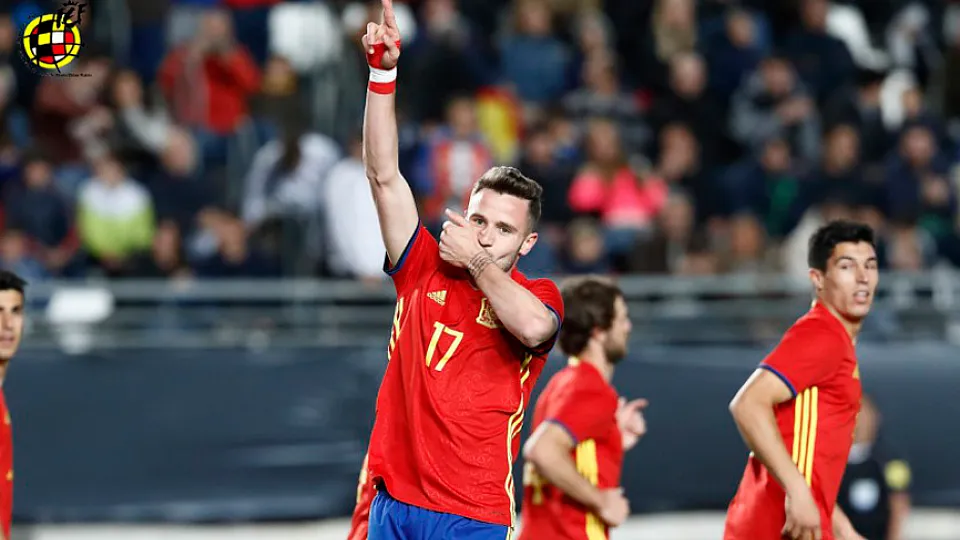 Saúl Ñíguez celebra un gol con la Selección española Sub-21