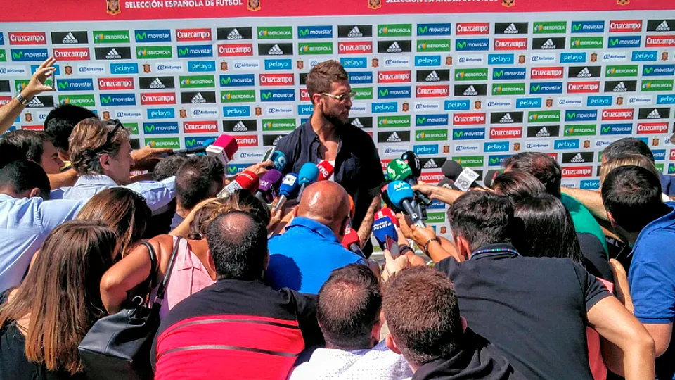 Sergio Ramos a la llegada en la Selección