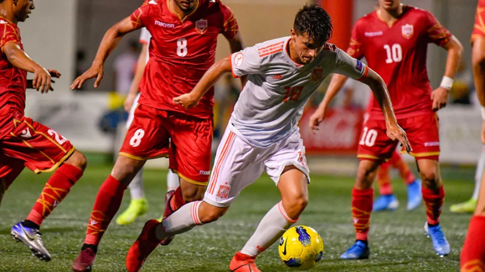 Momento del partido entre Baréin y España jugado en La Alcudia