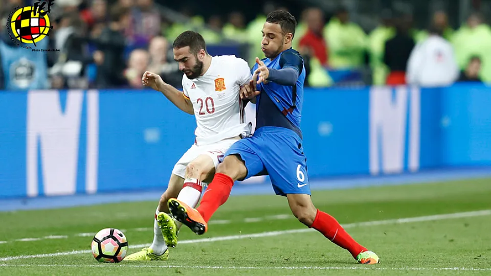 Momento del partido entre Francia y España disputado el pasado mes de marzo en Saint-Denis