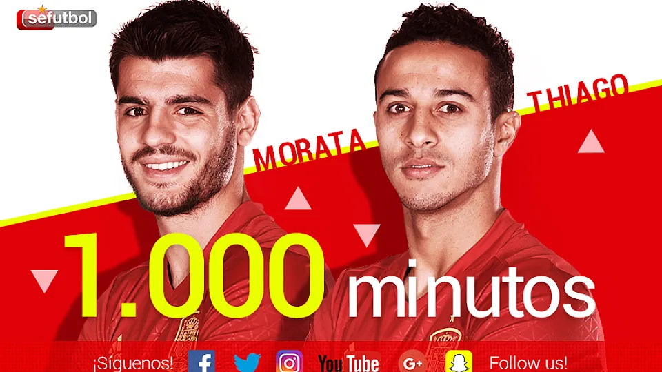 Álvaro Morata y Thiago Alcántara superan los 1.000 minutos con España 