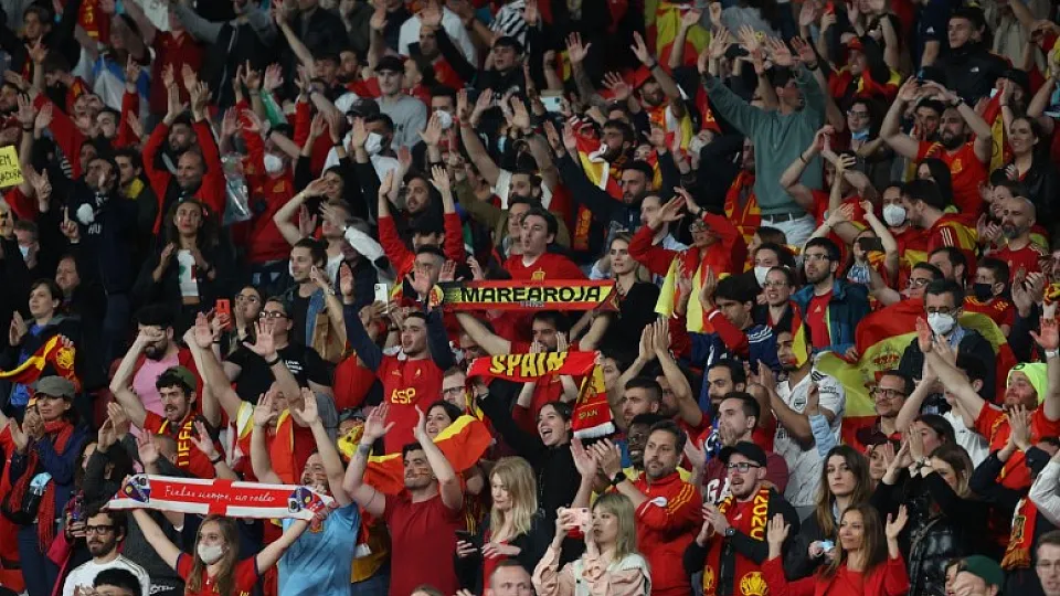 Los aficionados de la Selección en el estadio de Wembley