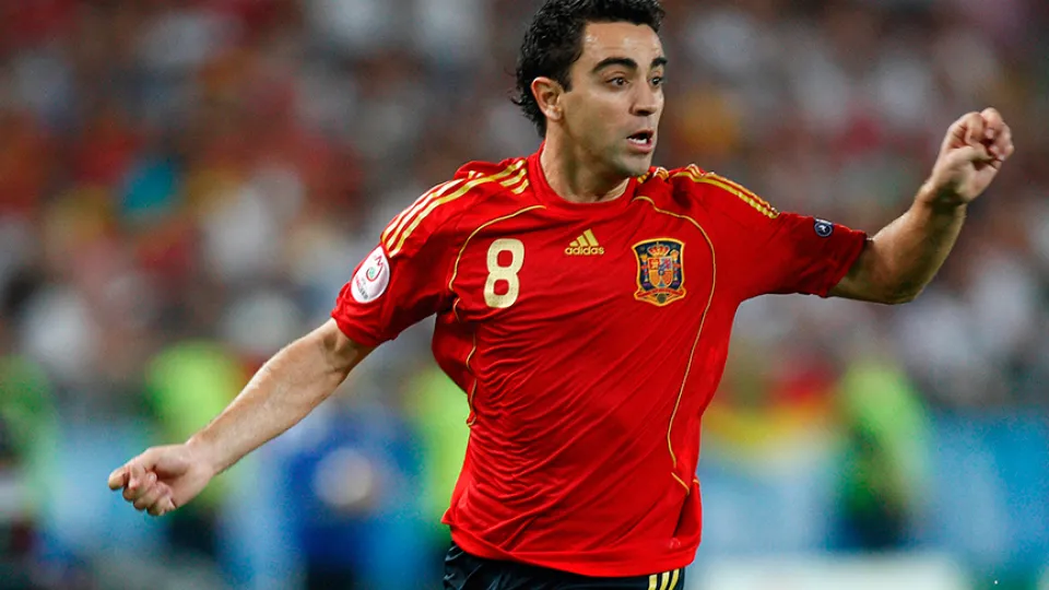Xavi Hernández durante un encuentro con la selección española