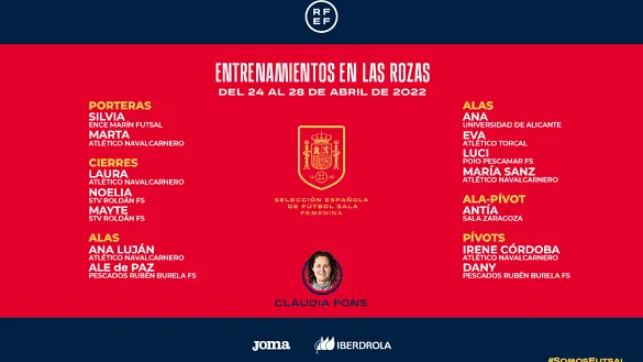 Clàudia Pons da la lista de 14 convocadas para la próxima concentración de la Selección Femenina de Fútbol Sala