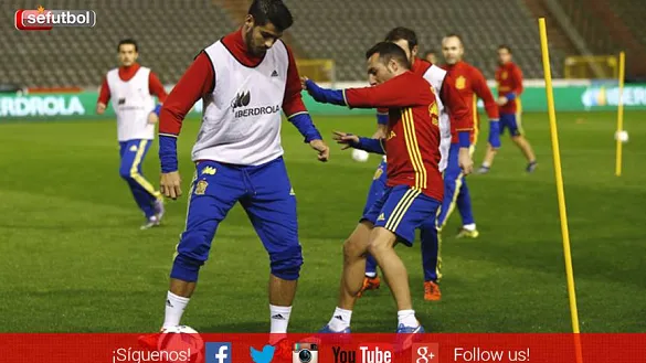 Álvaro Morata durante un entrenamiento con la Selección Española de fútbol