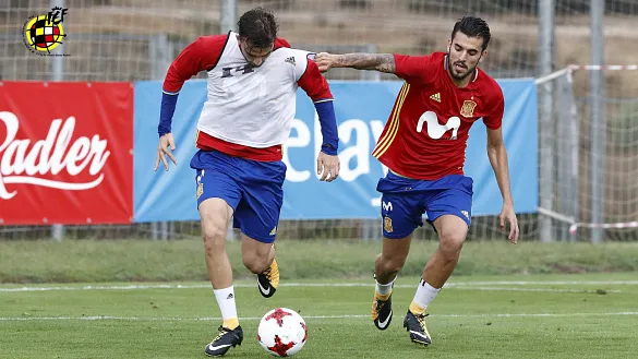 Dani Ceballos durante el entrenamiento de la Selección Sub-21